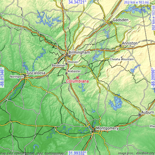 Topographic map of Columbiana