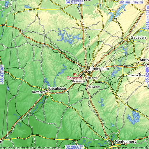 Topographic map of Concord