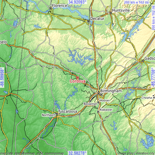 Topographic map of Cordova