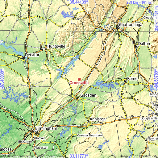 Topographic map of Crossville