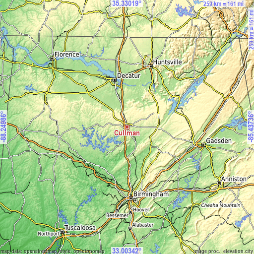 Topographic map of Cullman