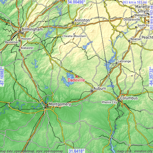 Topographic map of Dadeville