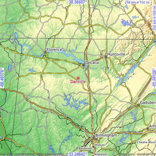 Topographic map of Danville