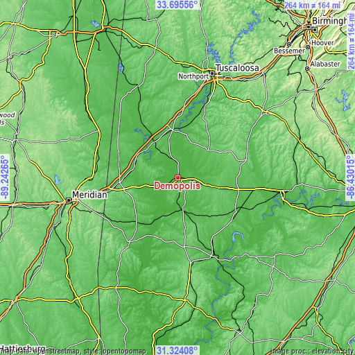 Topographic map of Demopolis