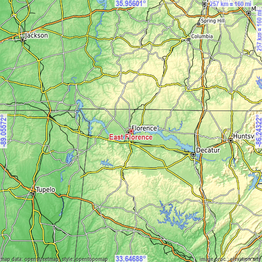 Topographic map of East Florence