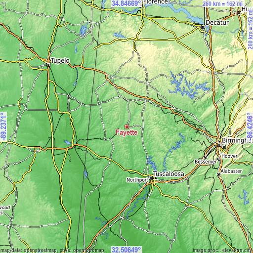 Topographic map of Fayette