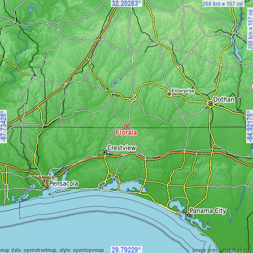 Topographic map of Florala