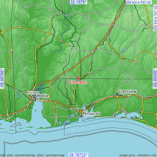 Topographic map of Flomaton