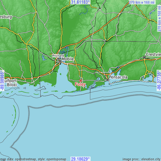 Topographic map of Foley