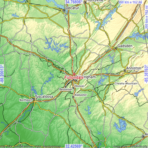 Topographic map of Fultondale