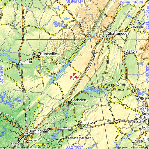 Topographic map of Fyffe