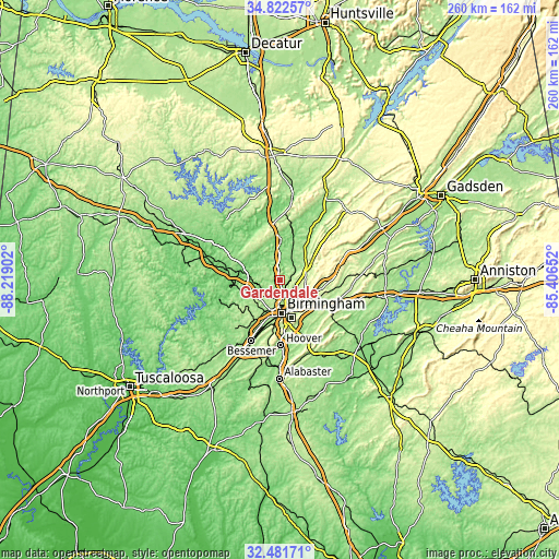 Topographic map of Gardendale
