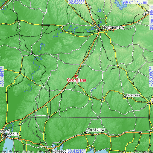 Topographic map of Georgiana