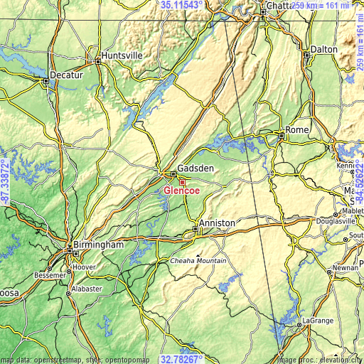 Topographic map of Glencoe