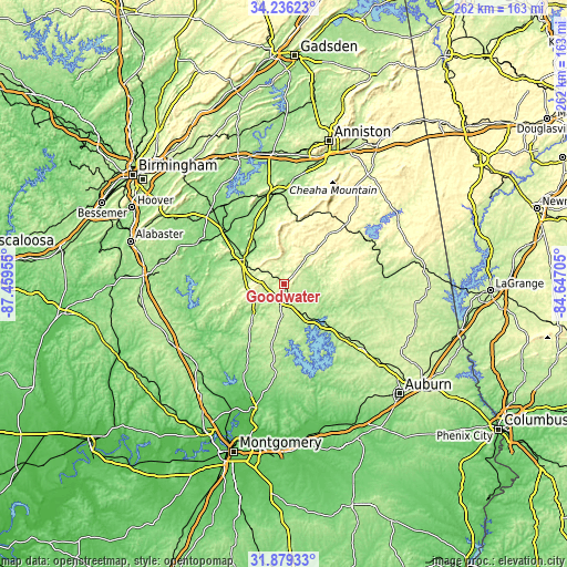 Topographic map of Goodwater