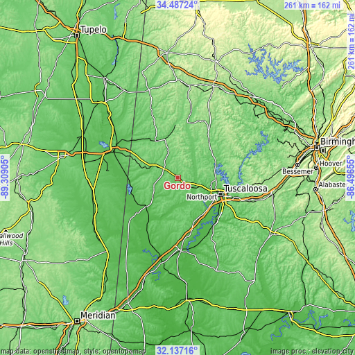 Topographic map of Gordo