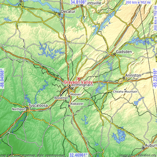 Topographic map of Grayson Valley