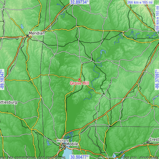 Topographic map of Grove Hill