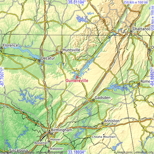 Topographic map of Guntersville