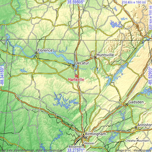 Topographic map of Hartselle