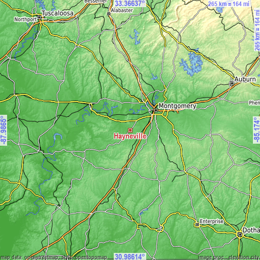 Topographic map of Hayneville