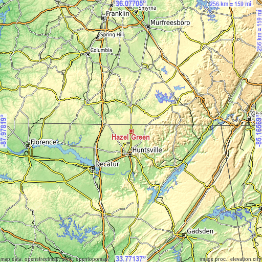 Topographic map of Hazel Green