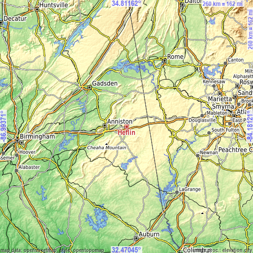 Topographic map of Heflin