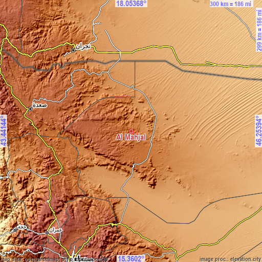 Topographic map of Al Maḩjal