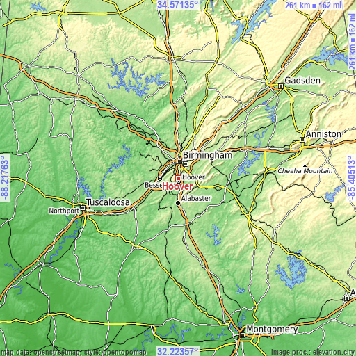 Topographic map of Hoover