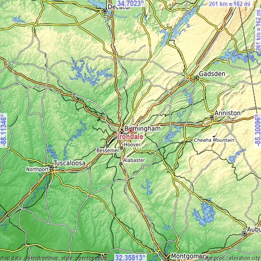 Topographic map of Irondale