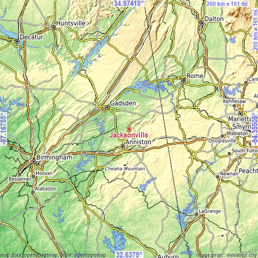 Topographic map of Jacksonville