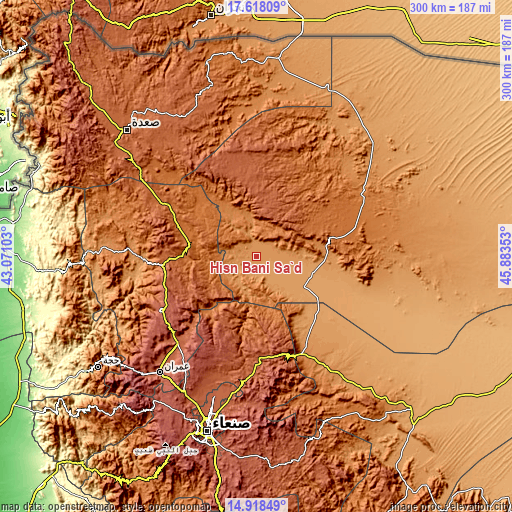 Topographic map of Ḩişn Banī Sa‘d