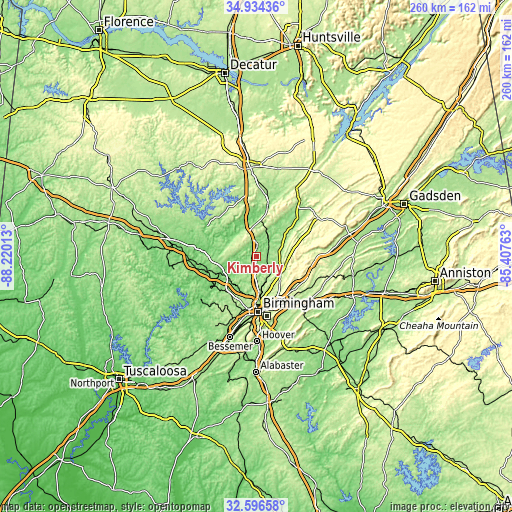 Topographic map of Kimberly