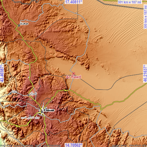 Topographic map of Ar Rawḑ