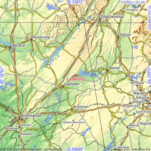 Topographic map of Leesburg