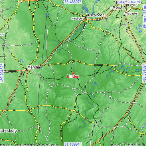 Topographic map of Linden