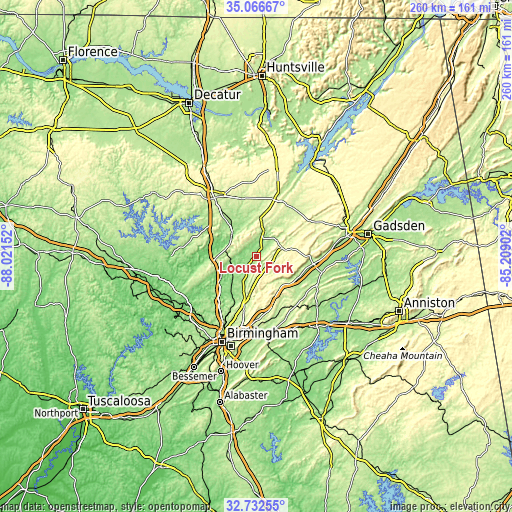 Topographic map of Locust Fork