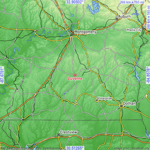 Topographic map of Luverne