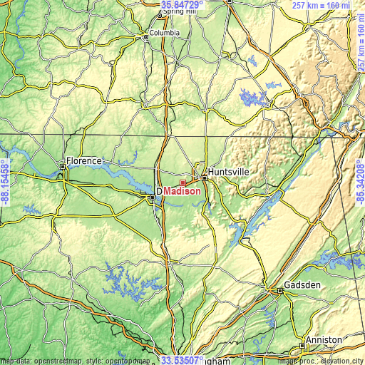 Topographic map of Madison
