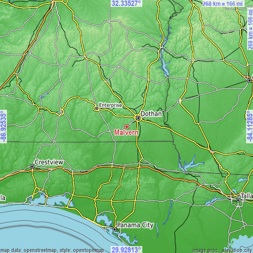 Topographic map of Malvern