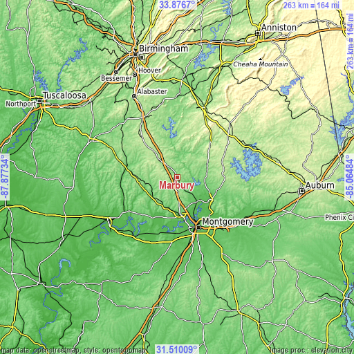 Topographic map of Marbury