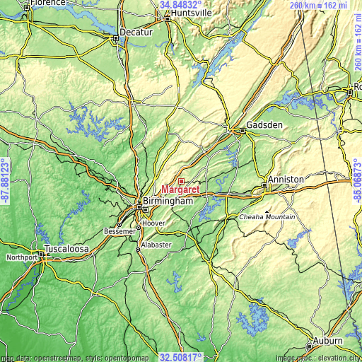 Topographic map of Margaret