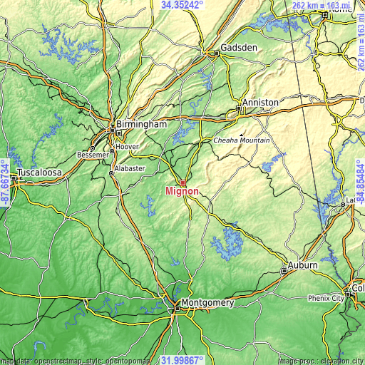 Topographic map of Mignon