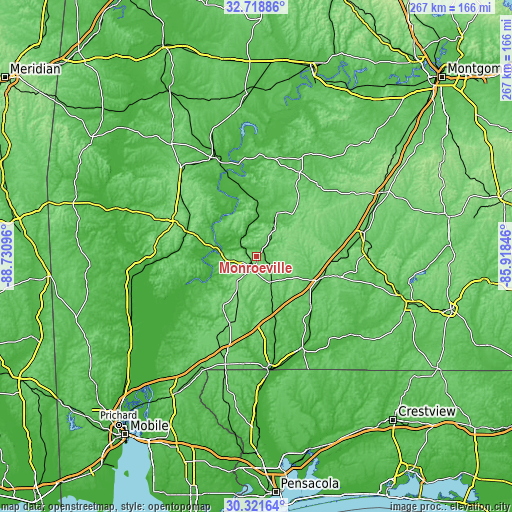 Topographic map of Monroeville