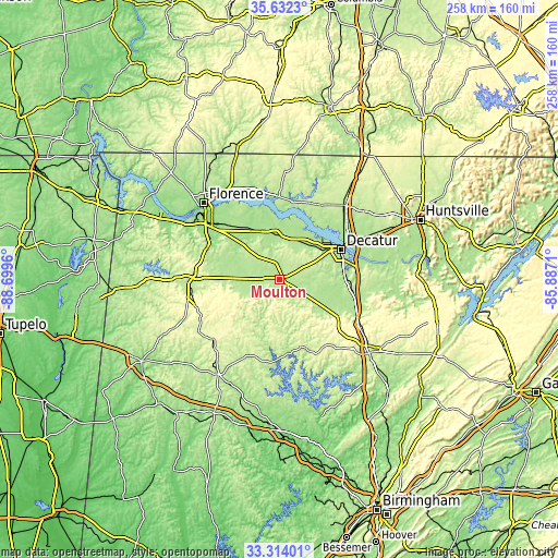 Topographic map of Moulton