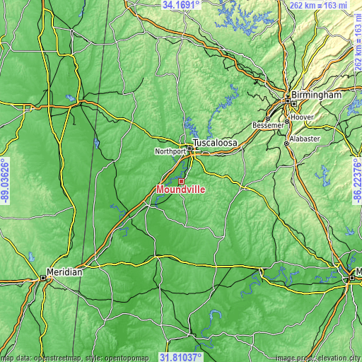 Topographic map of Moundville