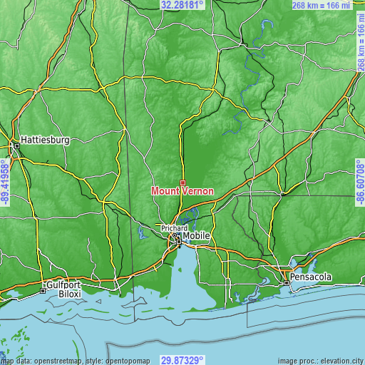 Topographic map of Mount Vernon