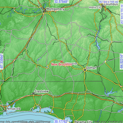 Topographic map of New Brockton