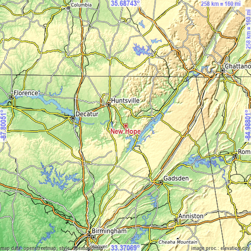 Topographic map of New Hope