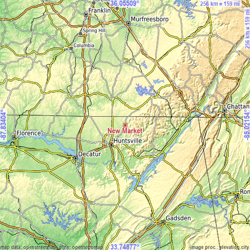 Topographic map of New Market